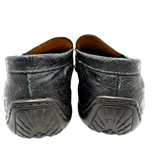 MARTIN DINGMAN Men 10 Black Leather Paisley Embossed Slip On Loafer Driving Shoe main image 9